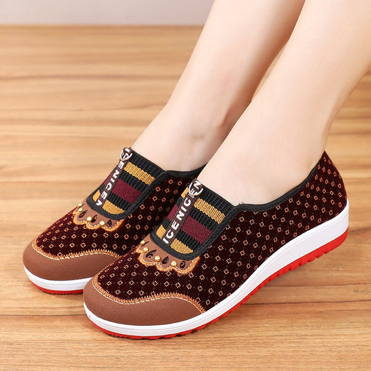 New Style Old Beijing Cloth Shoes Women's Soft Bottom Non-Slip Middle-aged Leisure Cloth  Flat Bottom Mom Shoes Female Shoes