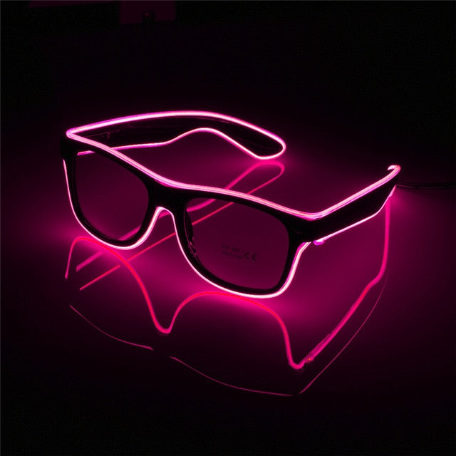 Gafas de sol con luz LED y control por voz, con cable EL, suministros para fiestas, iluminación brillante, regalo novedoso, para festivales y fiestas