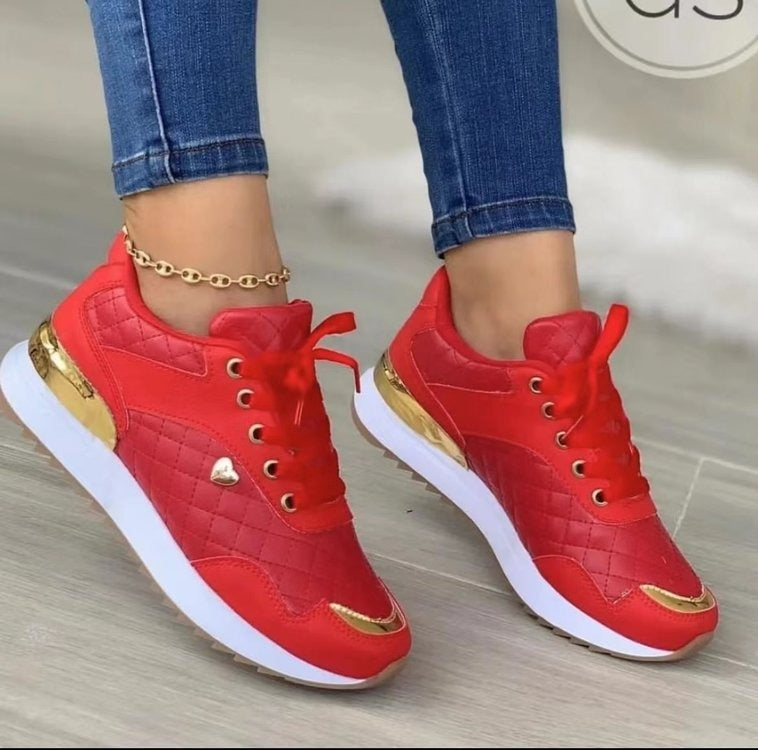 Zapatillas de deporte grandes con cordones, nuevas, informales, con punta redonda y suela plana, para mujer