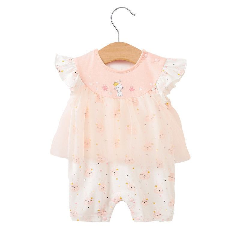 Body de bebé niña rosa bebé pequeña princesa Harper recién nacida lindo estampado de conejo Creeper