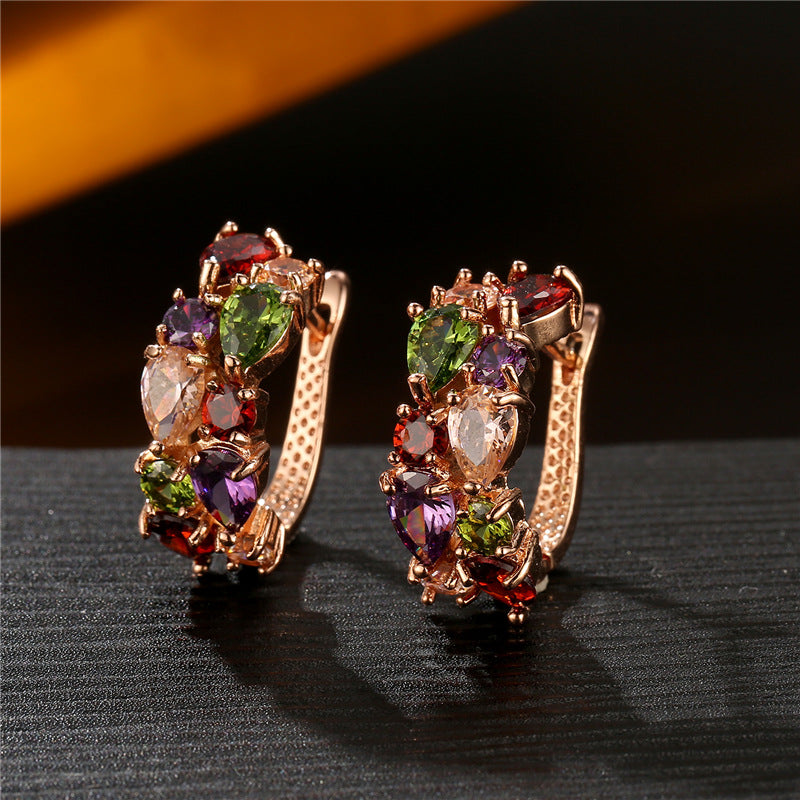 Mona Lisa Crystal Zircon Earrings Fashion Rose Gold Earrings Zircon Earrings