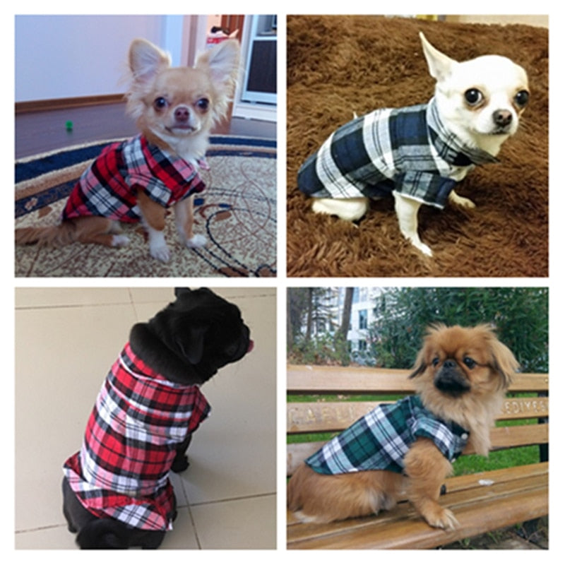 Plaid Dog Clothes Summer Dog Shirts for Small Medium Dogs Pet Clothing Yorkies Chihuahua Clothes