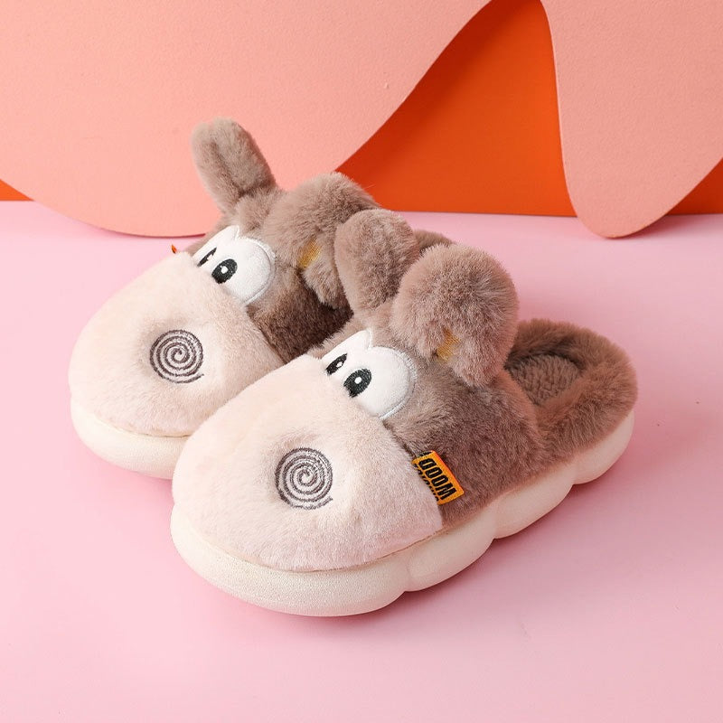 Autumn And Winter Wool Slippers Children's Cotton Slippers Winter Cotton Shoes Household Boys And Girls Home Slippers