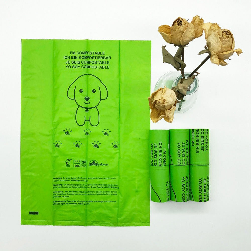 Bolsas para desechos de mascotas, biodegradables, de un solo rollo, para recoger excrementos de perros, recogedor de excrementos de mascotas