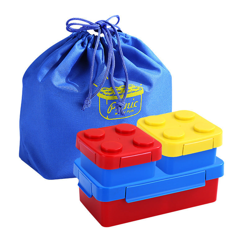 Creative DIY Puzzle Students Building Blocks Bento Lunch Box Children's Fun Lunch Box Tableware Set Salad Fruit Box