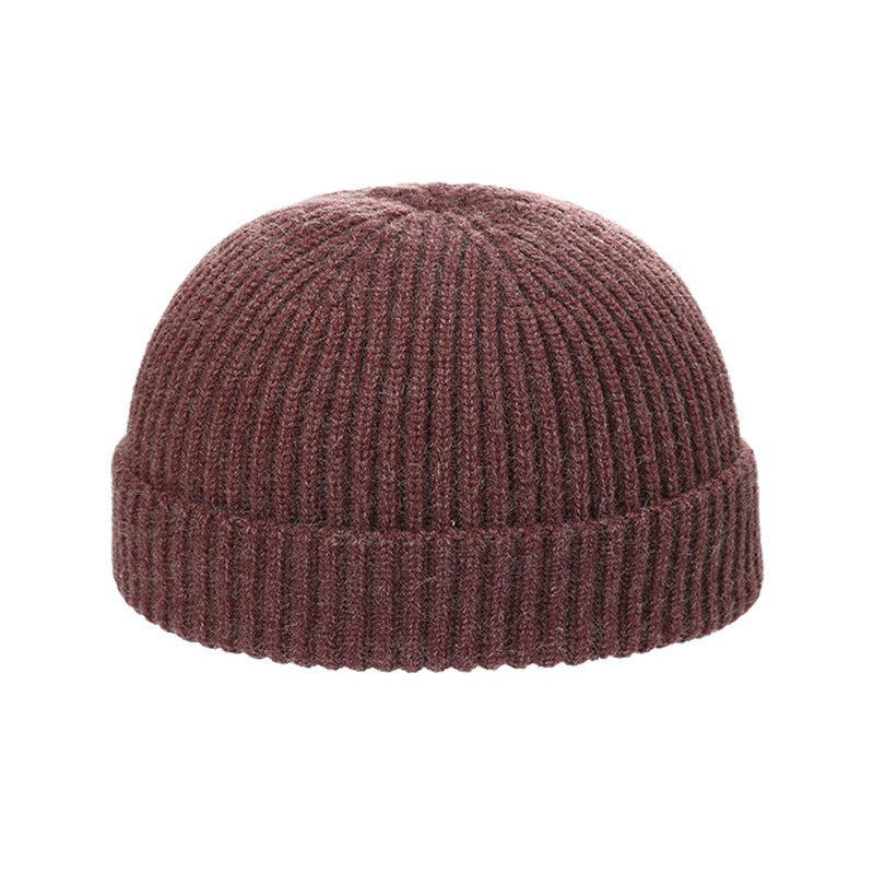 Gorro de piel de melón cálido para hombre, gorro de lana de punto coreano corto para otoño e invierno, gorro para exteriores, moda para mujer