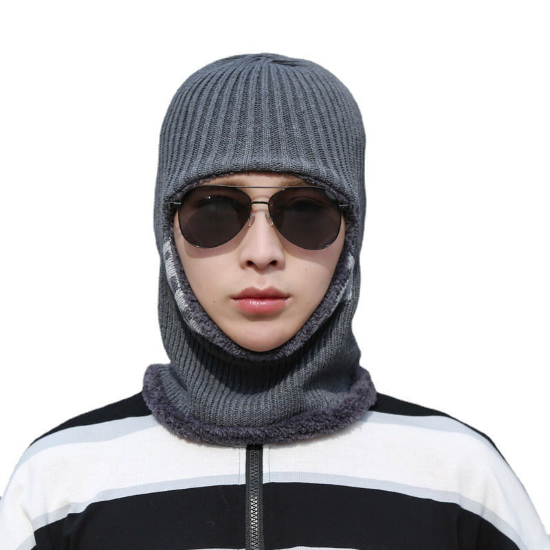 Men's Hat Winter Thickening Warm Woolen Cap Cycling Face Protection Against Cold Cotton Knitted Cap