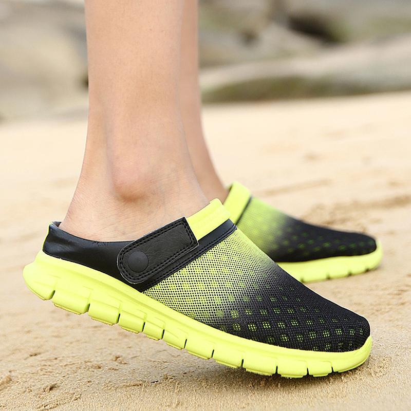 Summer Sandals Men Mesh Shoes Mules Clogs Breathable Beach Slippers Male Water Hollow Aqua Wading Chaussure Homme