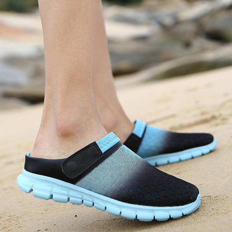 Summer Sandals Men Mesh Shoes Mules Clogs Breathable Beach Slippers Male Water Hollow Aqua Wading Chaussure Homme