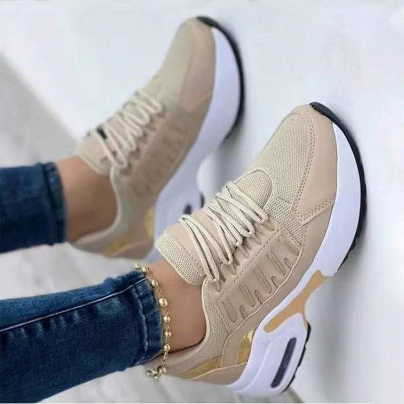 New Large Women's Sports Single Shoes Women's Flying Woven Wedge Heel Round Head Casual Single Shoes