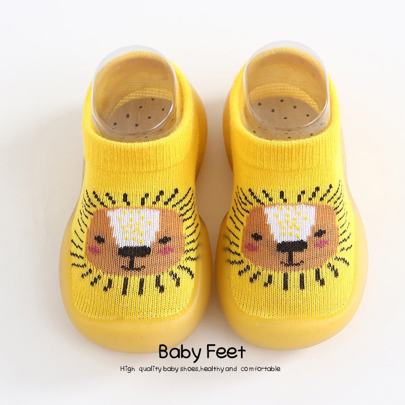 Zapatos unisex para bebés, primeros pasos, primeros pasos para niños pequeños, suela blanda de goma, zapatos para bebés al aire libre, lindos botines de bebé con animales, antideslizantes