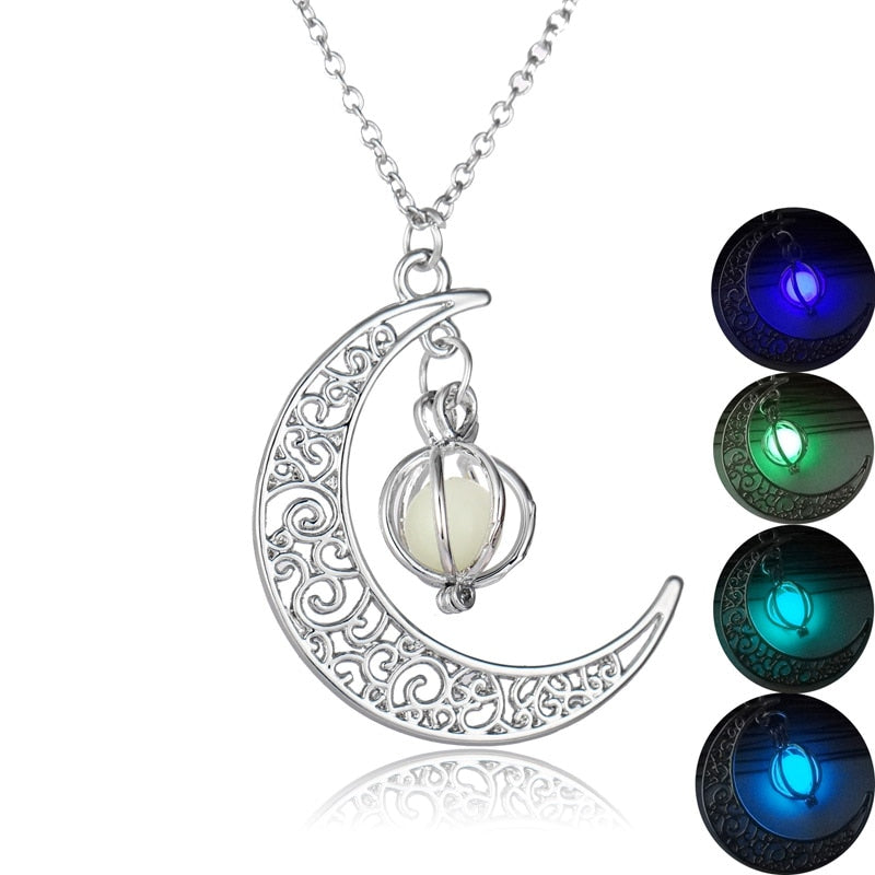 2 collares de lujo que brillan en la oscuridad, colgantes luminosos de luna y calabaza, collares para mujer, accesorios de joyería de moda 