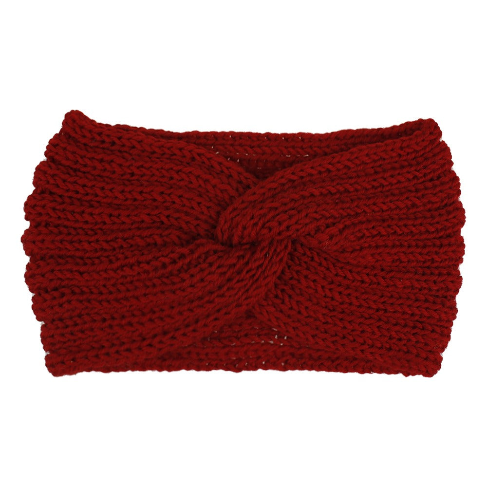 Woolen Knitted Hair Band Women's European and American Sports Headband Autumn and Winter Cross Hair Band