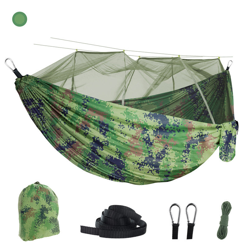 Mosquito net hammock Outdoor mosquito proof camping hammock with mosquito net 210T parachute cloth dense mesh nylon hammock