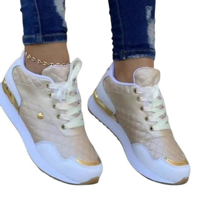 Zapatillas de deporte grandes con cordones, nuevas, informales, con punta redonda y suela plana, para mujer