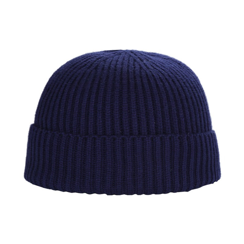 Gorro de piel de melón cálido para hombre, gorro de lana de punto coreano corto para otoño e invierno, gorro para exteriores, moda para mujer