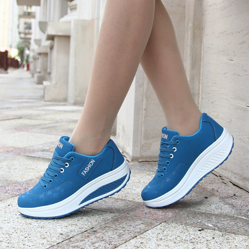 women running shoes sneakers female breathable thick bottom wedges outdoor