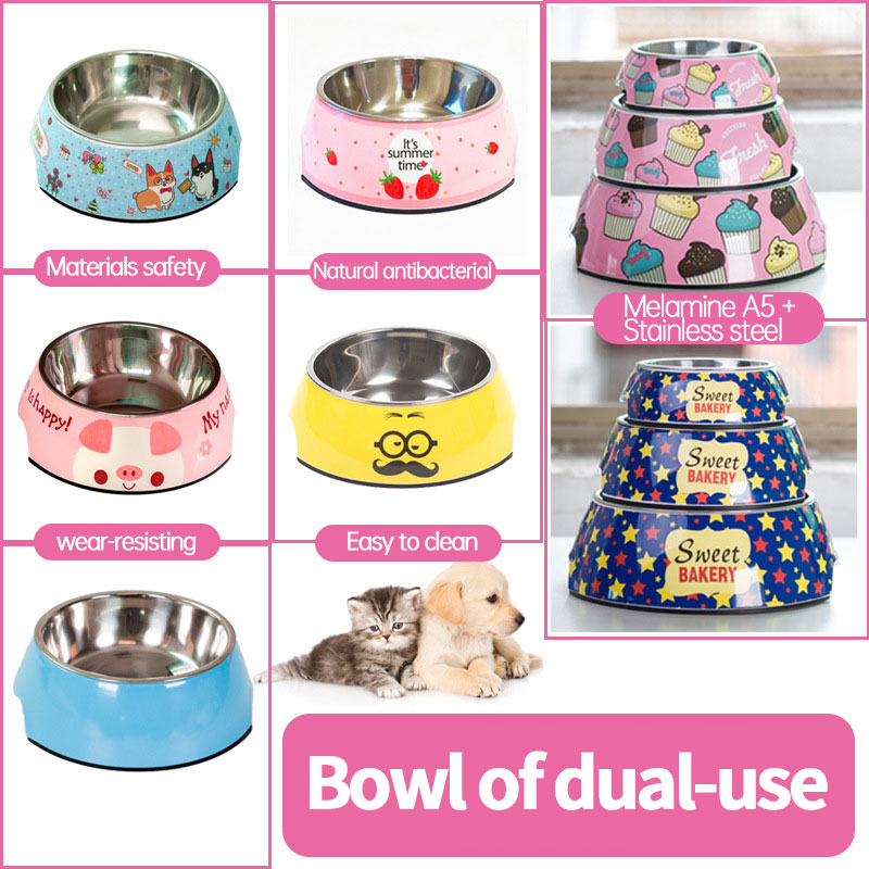 Dog Bowl Cat Food Bowl Stainless Steel Dual-Use Feeding And Drinking Bowl Removable Non-Slip Single Bowl Pet Bowl