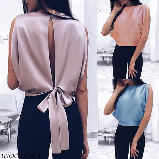 Women Blouse Spring Summer Sexy Tops Bowknot Shirts Casual Loose Plus Size Blusas