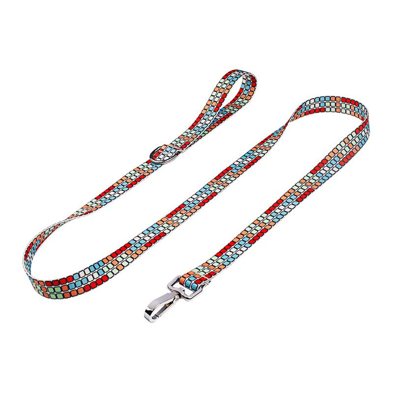 New Printed Pet Collar DIY Engraved Printed Polyester Dog Collar Traction Rope Leash