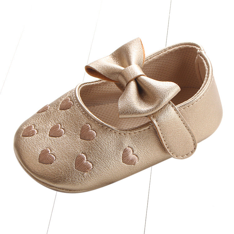 Zapatos de bebé con lazo de corazón de melocotón bordado multicolor Zapatos de bebé Zapatos para niños pequeños