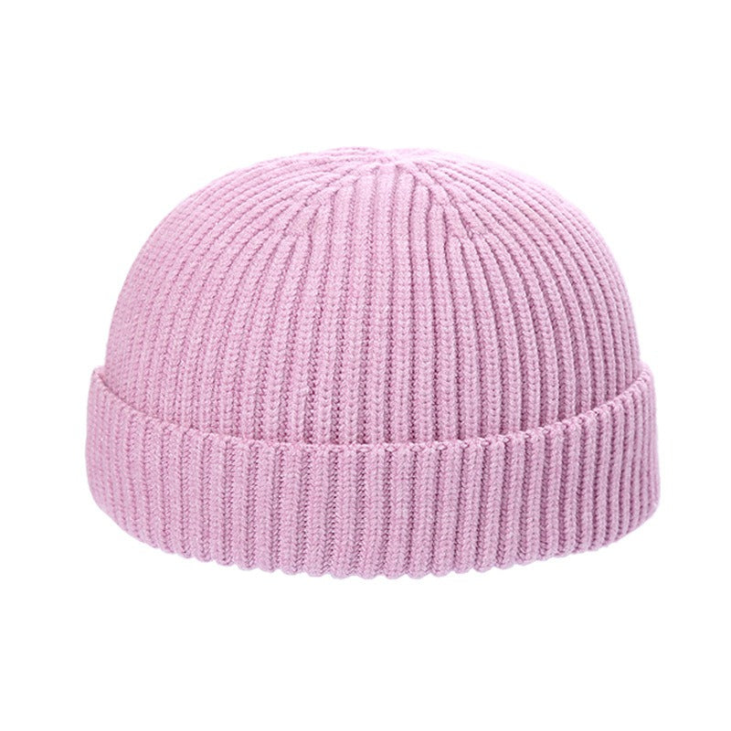 Gorro de piel de melón cálido para hombre, gorro de lana de punto coreano corto para otoño e invierno, gorro para exteriores, moda para mujer