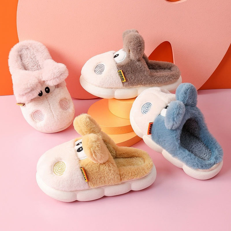 Autumn And Winter Wool Slippers Children's Cotton Slippers Winter Cotton Shoes Household Boys And Girls Home Slippers