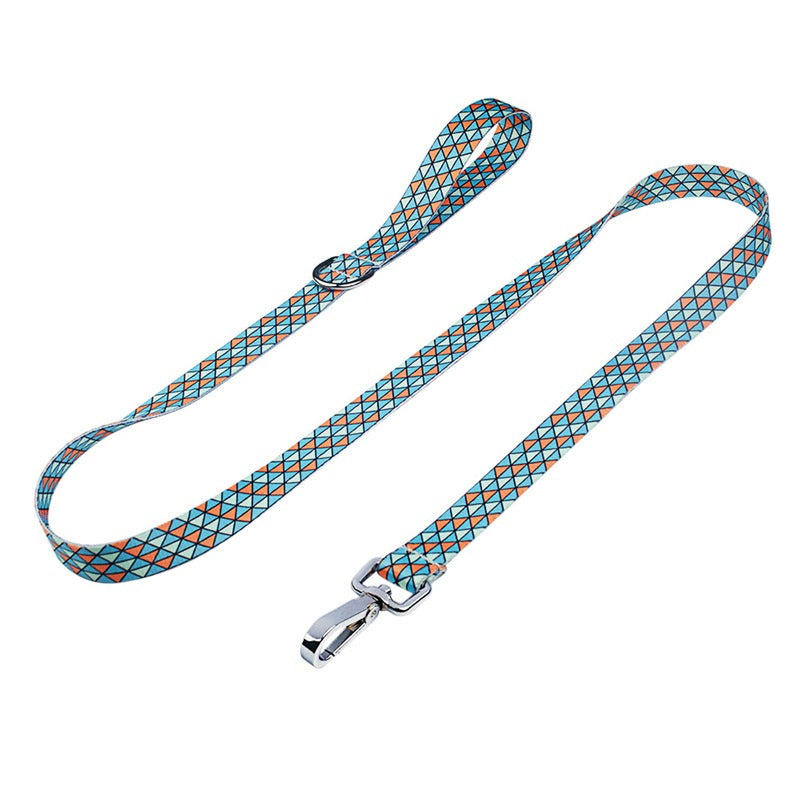 New Printed Pet Collar DIY Engraved Printed Polyester Dog Collar Traction Rope Leash