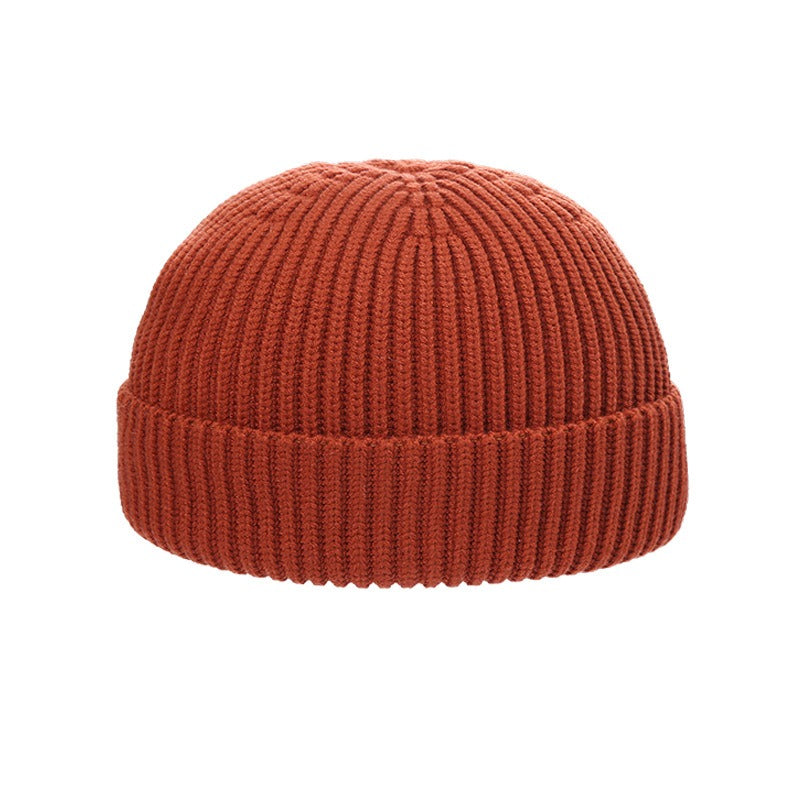 Gorro de piel de melón cálido para hombre, gorro de lana de punto coreano corto para otoño e invierno, gorro para exteriores, moda para mujer