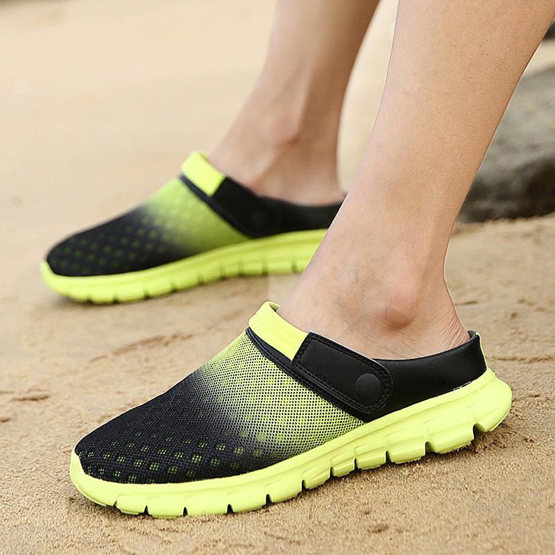 Summer Sandals Men Mesh Shoes Mules Clogs Breathable Beach Slippers Male Water Hollow Aqua Wading Chaussure Homme