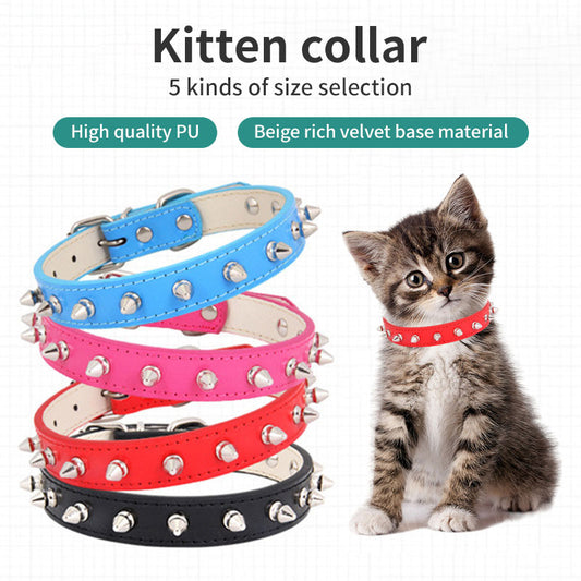 Collar de cuero con cuerda de tracción para mascotas, collar para gatitos, nuevo collar para mascotas