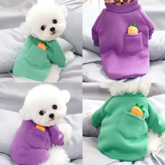 Nuevo suéter de zanahoria, linda ropa de peluche para perros, ropa cálida de invierno para perros pequeños, ropa para mascotas de otoño e invierno 