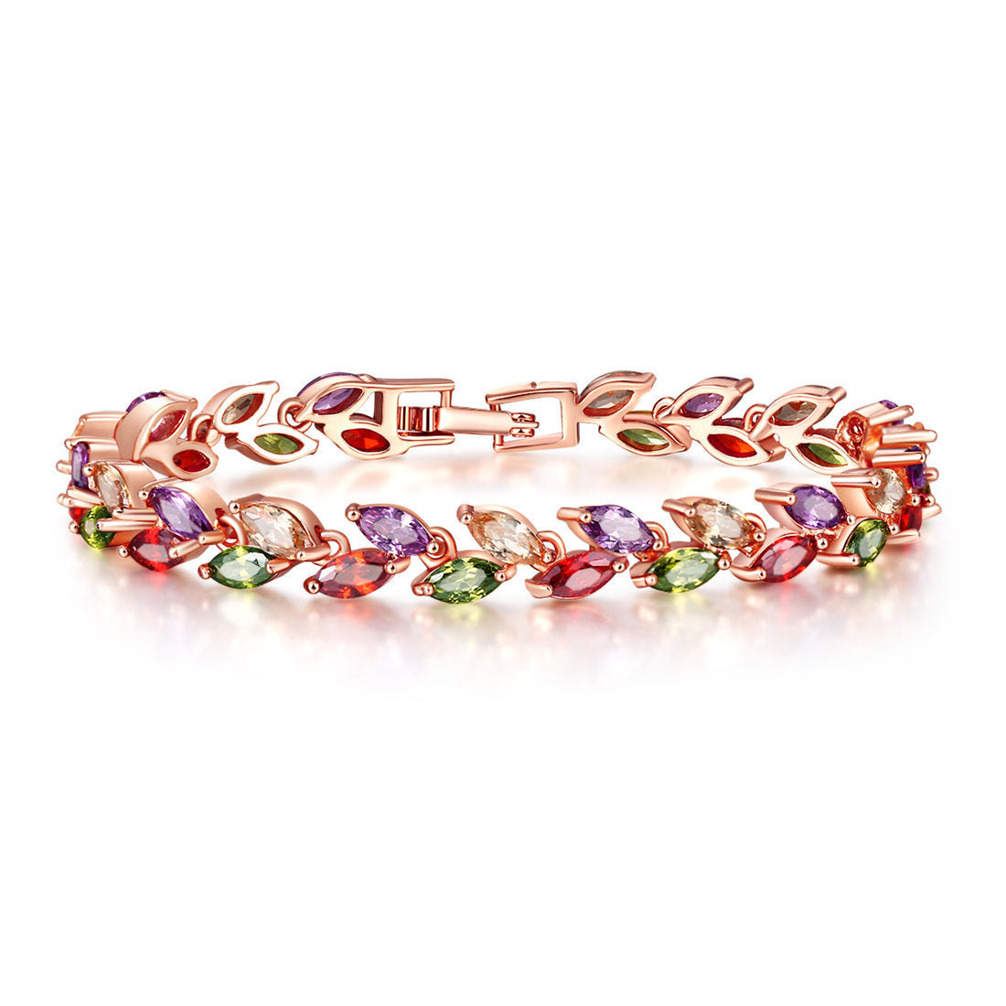 Bracelet Jewelry Fashion Colorful Crystal Willow Leaf Bracelet Copper Zircon Bracelet