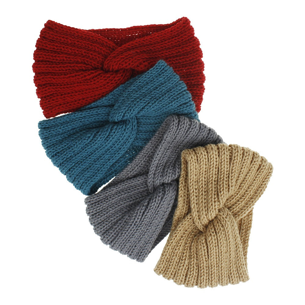 Woolen Knitted Hair Band Women's European and American Sports Headband Autumn and Winter Cross Hair Band