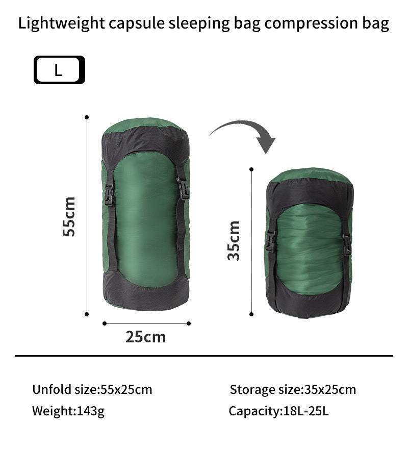 Camping and camping sleeping bag storage bag Lightweight capsule compression bag Travel clothing and miscellaneous storage bag 40D