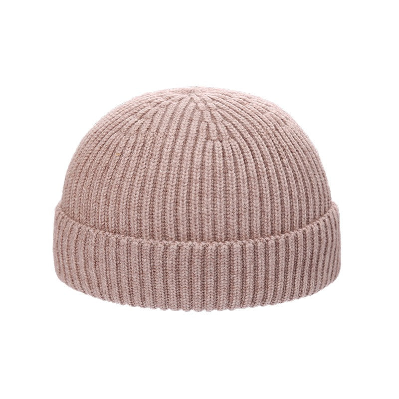 Gorro de piel de melón cálido para hombre, gorro de lana de punto coreano corto para otoño e invierno, gorro para exteriores, moda para mujer