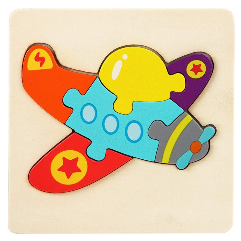 Wooden Small Puzzle Young Children Early Education Puzzle Card Buckle Three-Dimensional Animal Cartoon Shape Matching Puzzle Board Toys