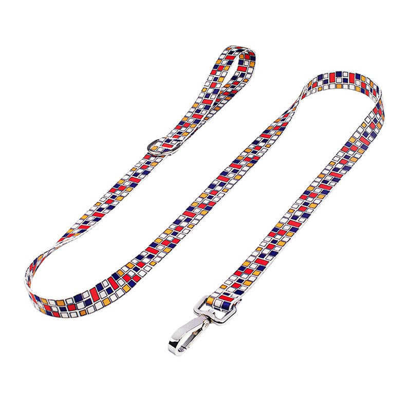 New Printed Pet Collar DIY Engraved Printed Polyester Dog Collar Traction Rope Leash