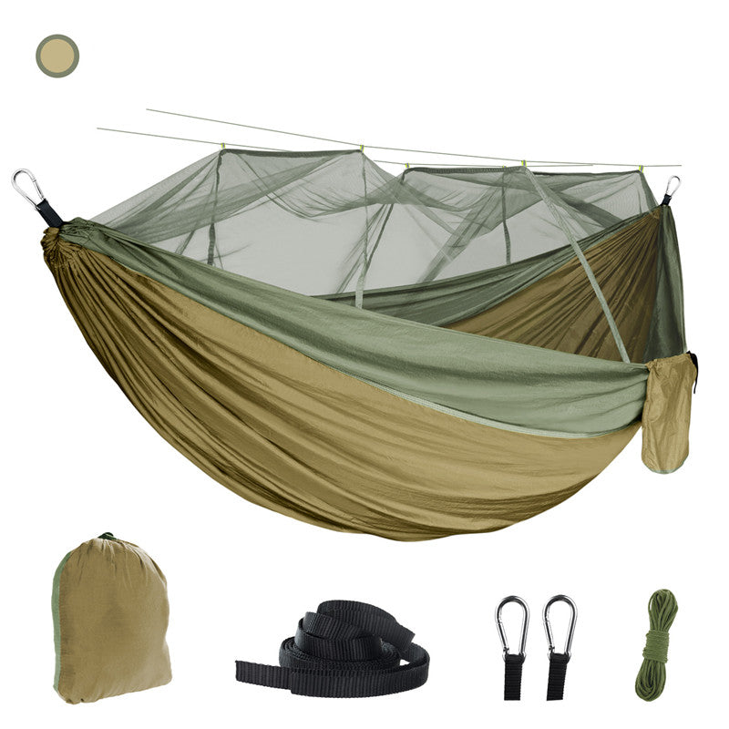 Mosquito net hammock Outdoor mosquito proof camping hammock with mosquito net 210T parachute cloth dense mesh nylon hammock