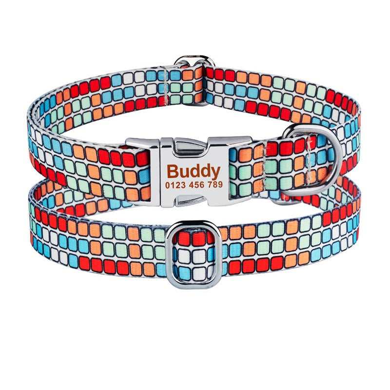 New Printed Pet Collar DIY Engraved Printed Polyester Dog Collar Traction Rope Leash