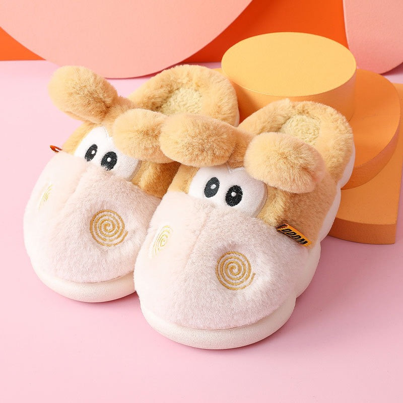 Autumn And Winter Wool Slippers Children's Cotton Slippers Winter Cotton Shoes Household Boys And Girls Home Slippers