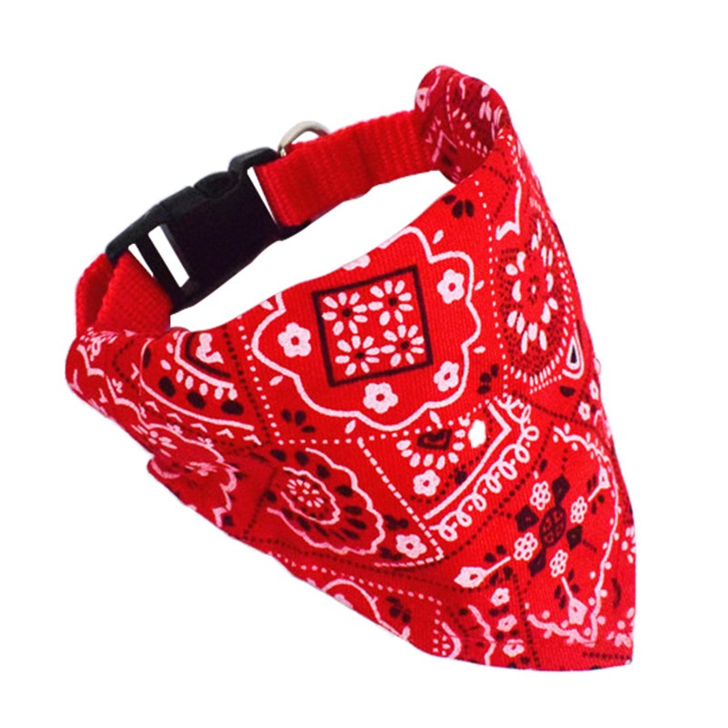 Pet Muzzle Towel Retractable Triangular Towel Collar Printed Triangular Muzzle Towel Pet Supplies