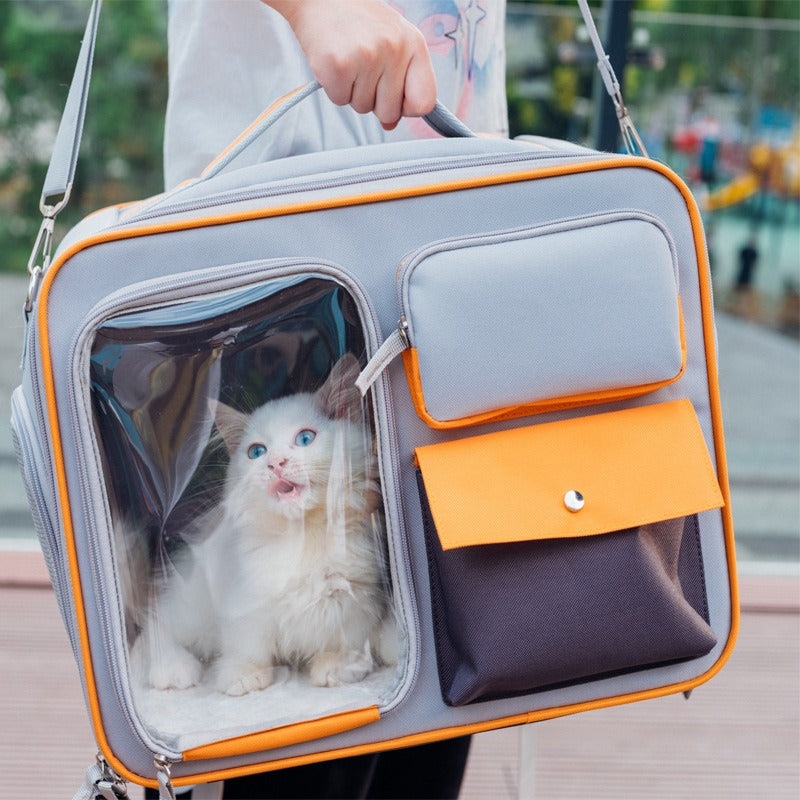 Nueva mochila de gran capacidad para perros y gatos, bolsa de lona portátil para el hombro, bolsa cruzada para mascotas