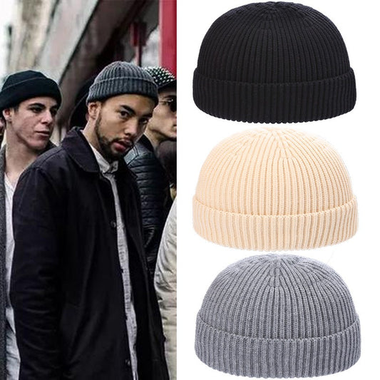 Gorro de piel de melón cálido para hombre, gorro de lana de punto coreano corto para otoño e invierno, gorro para exteriores, moda para mujer