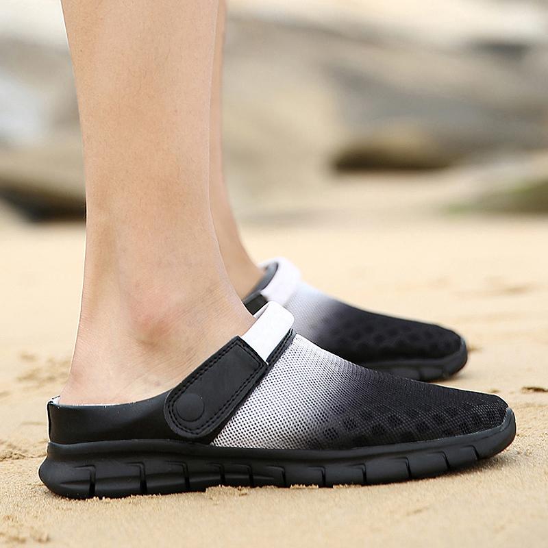 Summer Sandals Men Mesh Shoes Mules Clogs Breathable Beach Slippers Male Water Hollow Aqua Wading Chaussure Homme