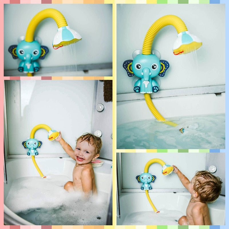 Juguetes de baño Juego de agua para bebés Modelo de elefante Grifo de ducha Juguete eléctrico con rociador de agua para niños Juguetes de baño para bebés 