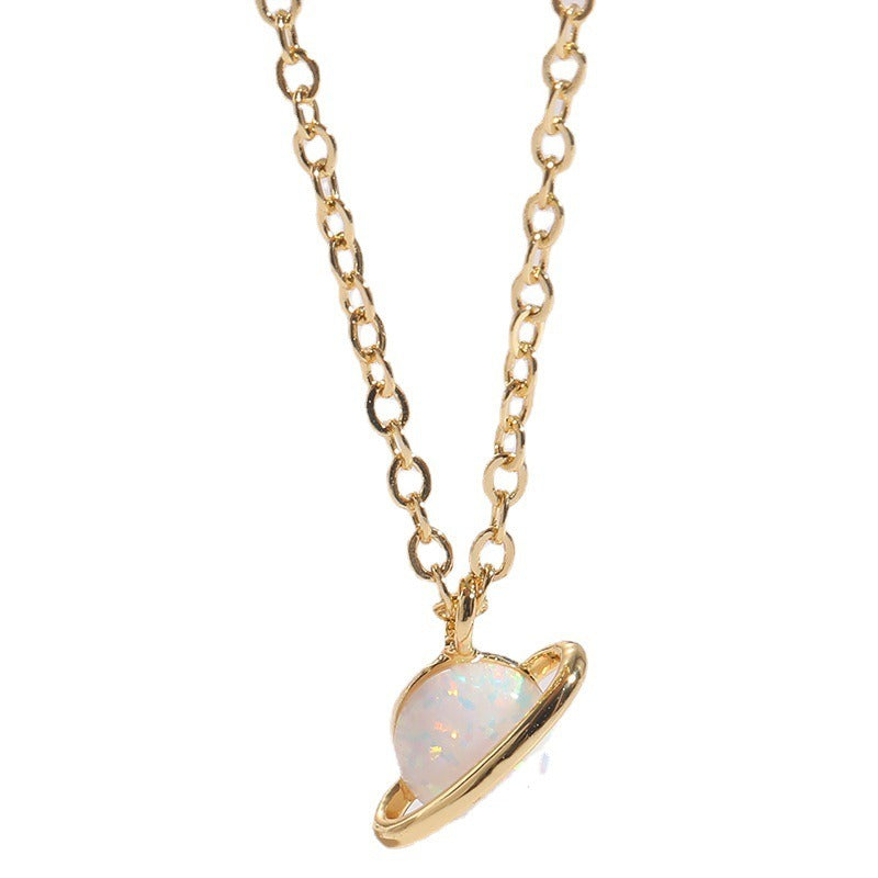 Saturn Opal Pendant Necklace Womens New Opal Light Luxury Choker Necklace