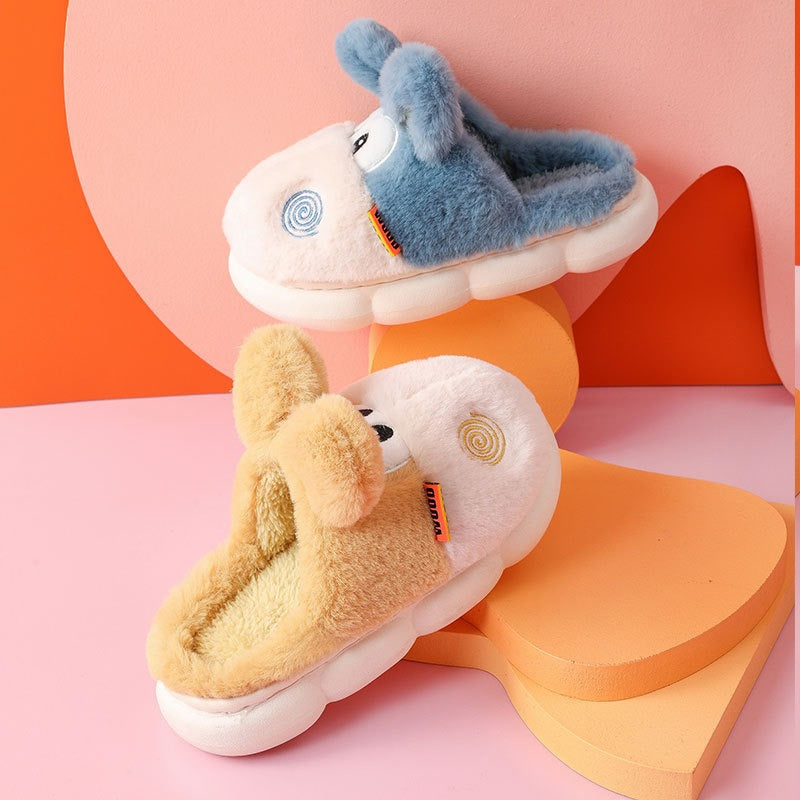 Autumn And Winter Wool Slippers Children's Cotton Slippers Winter Cotton Shoes Household Boys And Girls Home Slippers