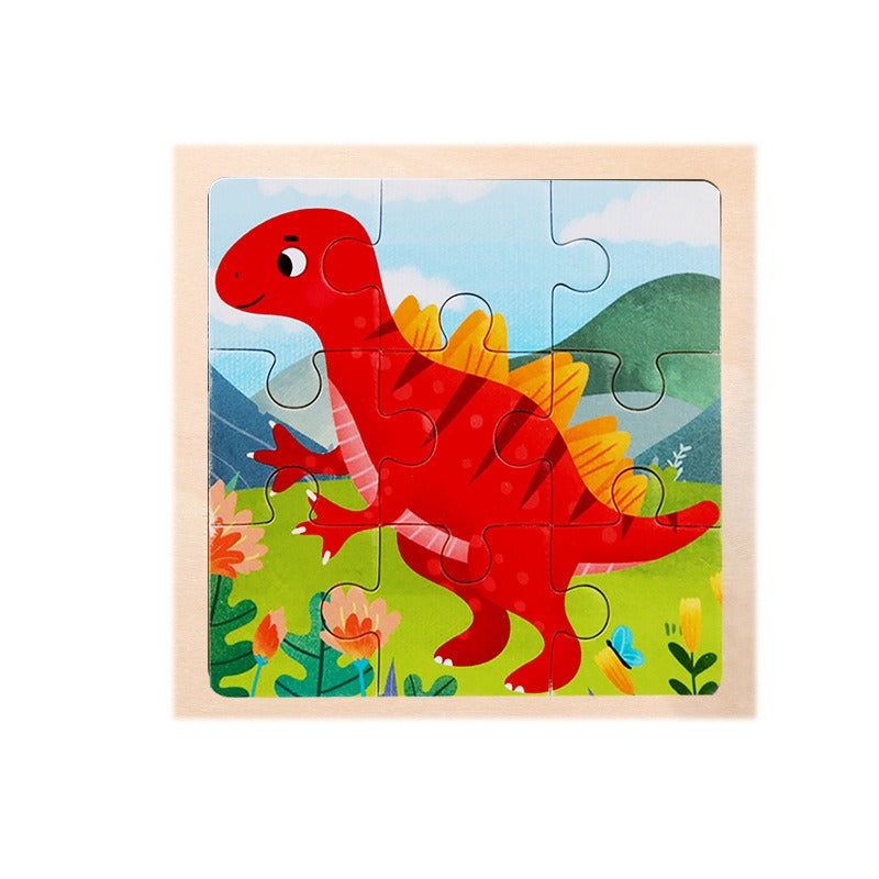 9 Pieces Of Wooden Children's Puzzle Toys Early Childhood Educational Cartoon Animal Transportation Cognitive Puzzle Board