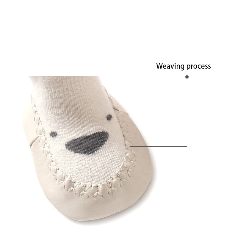 Baby Floor Shoes And Socks Soft Bottom Mid-Tube To Prevent Korean Style Super Cute Cartoon Baby Toddler Socks Shoes